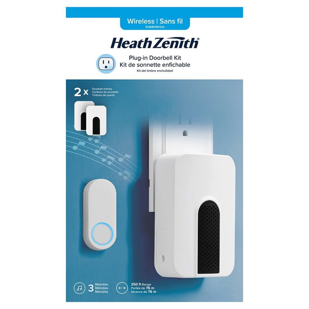 Heath Zenith Black/White Plastic Wireless Doorbell Kit