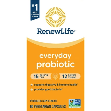 Renew Life Adult Everyday Probiotic Capsules, Unisex, 15 Billion CFU, 60 Count