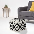 thumbnail image 4 of LR Home Small Over-tufted Diamond Indoor Square Pouf, Black/White, 18" x 18" x 14", 4 of 10