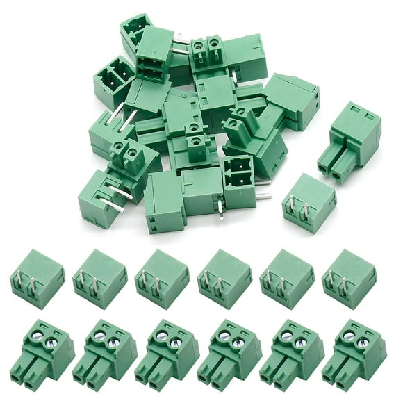 Bonsicoky 10Set 3.81mm Pitch Male Female 2-Pin PCB Screw Terminal Block Connector Plug KF2EDGK - Green, 300V 8A