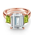 thumbnail image 2 of Gem Stone King 18K Rose Gold Plated Silver Green Peridot Ring Set with Moissanite (8.58 Cttw) (Size 9), 2 of 3
