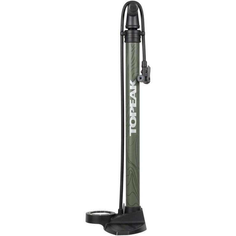 Topeak Joe Blow Mountain EX Bicycle Floor Pump – High Volume For MTB Tires, Analog Gauge, SmartHead Fits Presta/Schrader Valves – Black/Green