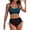 Blue Green/Black, variant on Womens High Waisted Bikini Sets Drawstring Tummy Control Swimsuits Crisscross Tie Back Bathing Suit