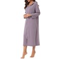 thumbnail image 4 of INSPIRE CHIC Women's Zip Up Nightgowns Long House Robe Long Sleeve Hooded Sweatshirt Loungewear with Pockets L Purple, 4 of 6