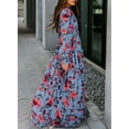 thumbnail image 3 of SHEWIN Women's Long Maxi Dresses Deep V Neck Floral Boho Maxi Dress Long Sleeve Evening Dress Cocktail Party Wedding Dresses M, 3 of 7