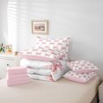 thumbnail image 6 of Erosebridal Pink Bowknot Comforter Set King Size,Dreamy Princess Style Bedding Set,Watercolor Bow Geometric Grids Patchwork (Comforter+Fitted+Flat Sheet+2 Pillowcases+2 Throw Pillow Covers) 7 Pcs, 6 of 7