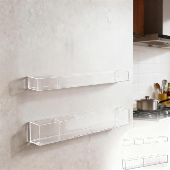 Wall Mounted Floating Shelf Rack Organizer With Hooks For Efficient Kitchen Storage Space Saving Solution