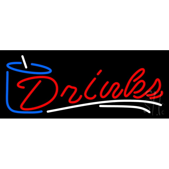 Drinks LED Neon Sign 10 x 24 - inches, Black Square Cut Acrylic Backing, with Dimmer - Bright and Premium built indoor LED Neon Sign for Defence Force.