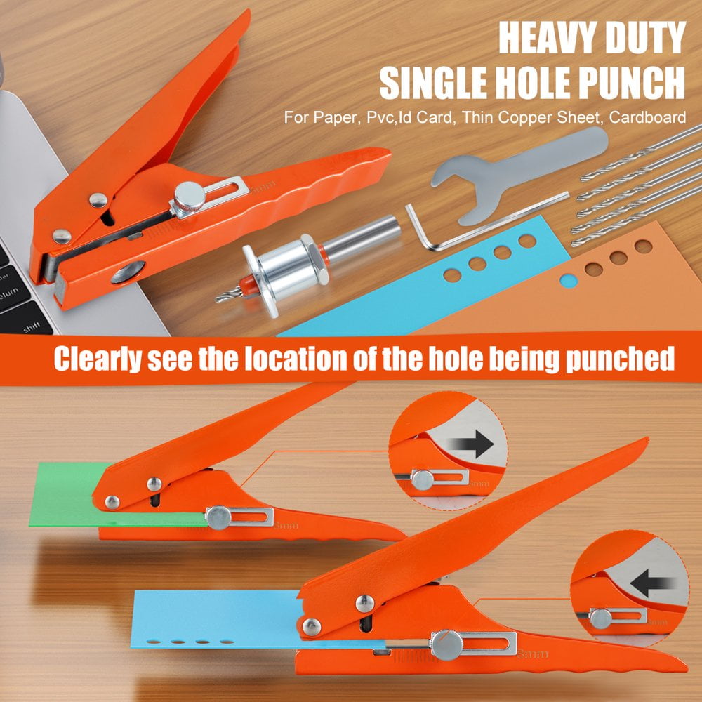 5 Pcs Single Hole Punch, 5/16inch Heavy Duty Hole Puncher, Edge Banding  Punching Pliers Punching Tool with Limiters＆Countersink Drill for Paper  Cards