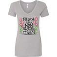 thumbnail image 3 of Inktastic Blessed to Be a Mom, Grandma, and Great Grandma Pink Flowers Women's V-Neck T-Shirt, 3 of 5