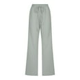 thumbnail image 4 of GEWSEY Womens Casual Cotton Linen Pants Lightweight Summer Relax Fit Elastic Waist Plus Size Solid Lounge Long Trousers (Grey, XL), 4 of 5