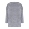 thumbnail image 5 of Black and Friday Clothing Sales Idoravan Long Sleeve Shirts for Women Winter Women's Round- Neck Plush Fall and Winter Loose Solid Pocket Warm Long Sleeve Blouse Tops Gray XXL, 5 of 6