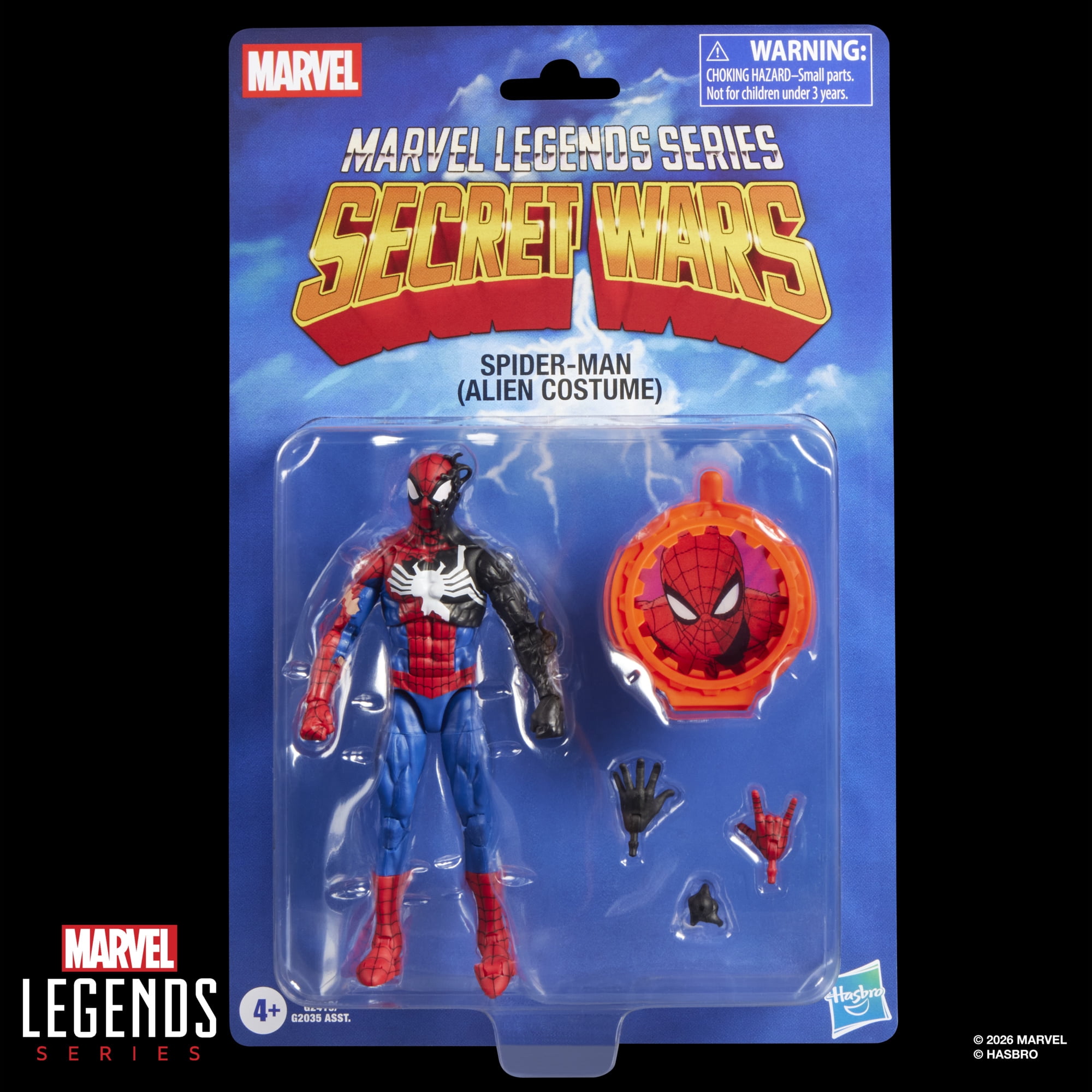 Marvel Legends Series Secret Wars Spider-Man (Alien Costume), Retro Marvel Comics Collectible Action Figure (6”)