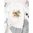 thumbnail image 3 of [1pc Parrot Print T-Shirt] 1pc Women'S Casual Parrot Print T-Shirt, Round Neck Short Sleeve Polyester Knit Tee, Stretchy Comfortable Summer Top for All Seasons, 3 of 8
