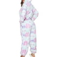 thumbnail image 2 of Qiylii Female Nightwear Jumpsuit,Floral Print Long Sleeve Zipper Hooded Jumpsuit, 2 of 5