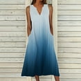 thumbnail image 1 of Yuyuzo Robe pour Femmes Grande Taille Été Décontractée Col en V Sans Manches Vintage Longue Robe Débardeur avec Poches, 1 of 5