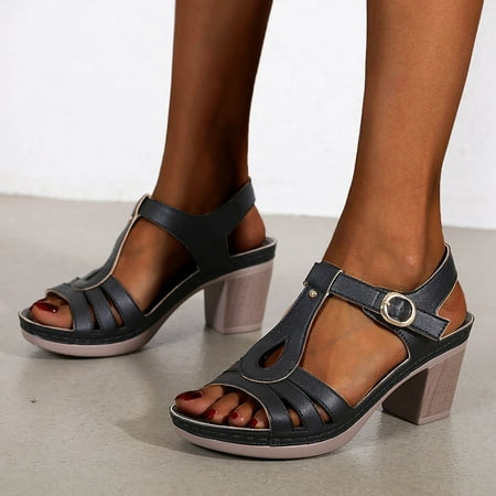 AOOCHASLIY Women Sandal Clearance Casual Shoes Fashion Women s Breathable High Heels Outdoor Leisure Sandals