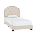thumbnail image 1 of Lit Simple Rembourré Tufted Nailhead en Tissu Beige, 1 of 10