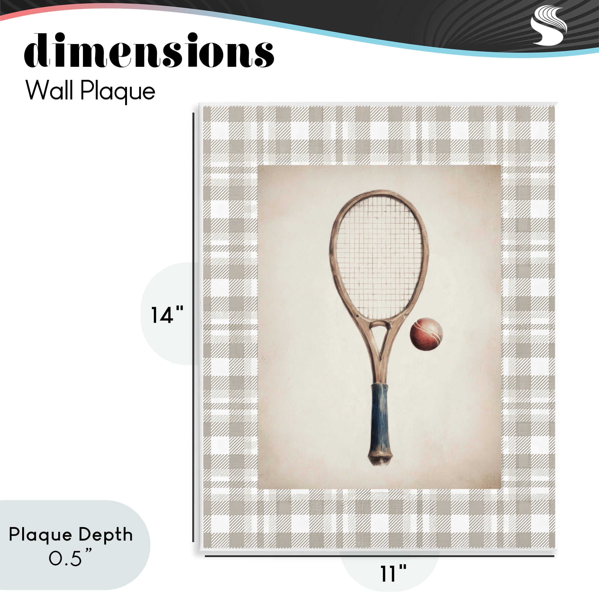 Stupell Industries Vintage Tennis Racket & Ball Wall Plaque Art, design by Sisi and Seb