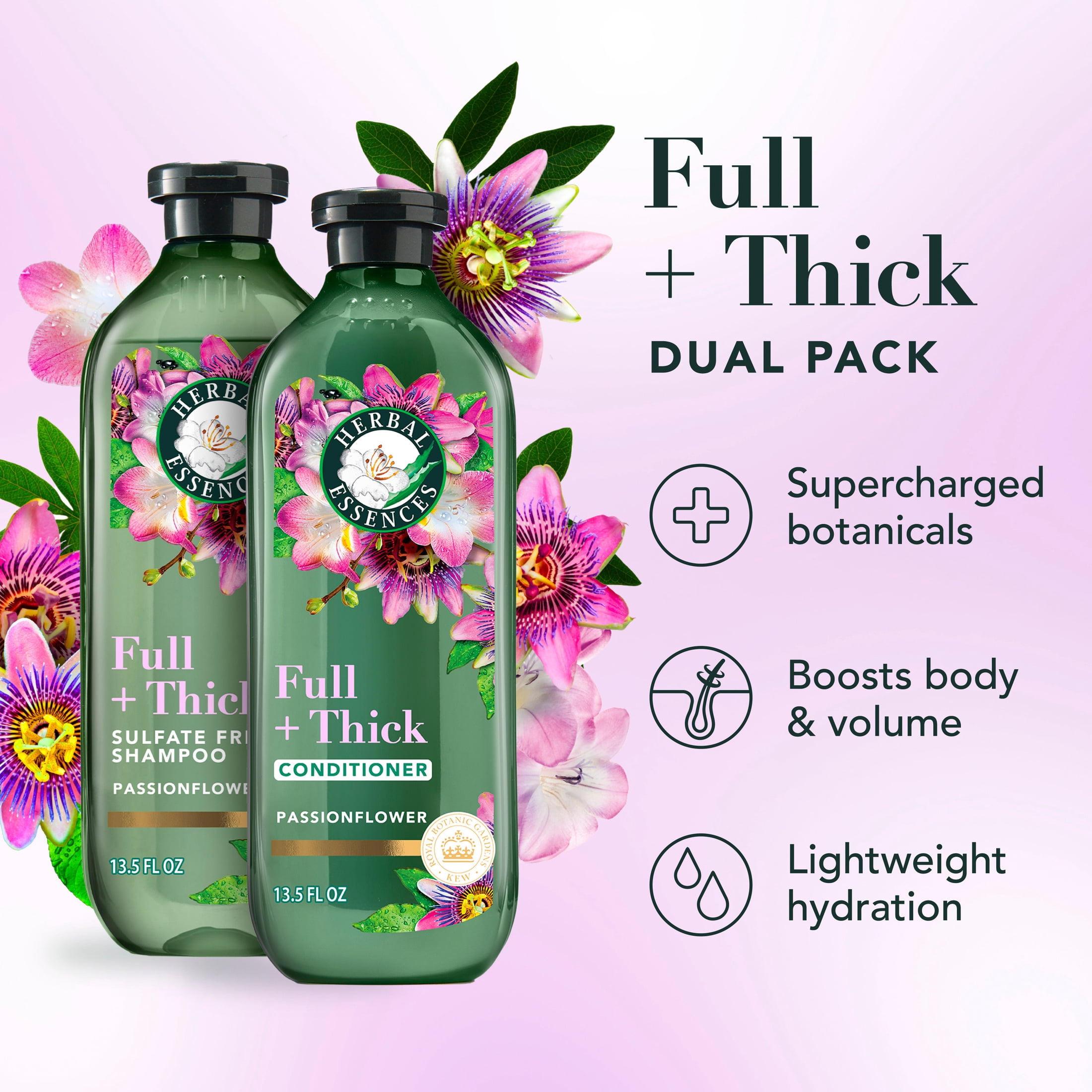 Herbal Essences Full + Thick Passionflower Shampoo and Conditioner Dual Pack, 13.5 fl oz Each