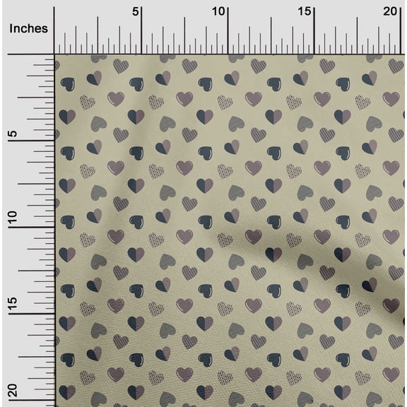 oneOone Cotton Silk Dusty Green Fabric Hearts Quilting Supplies Print Sewing Fabric By The Yard 42 Inch Wide
