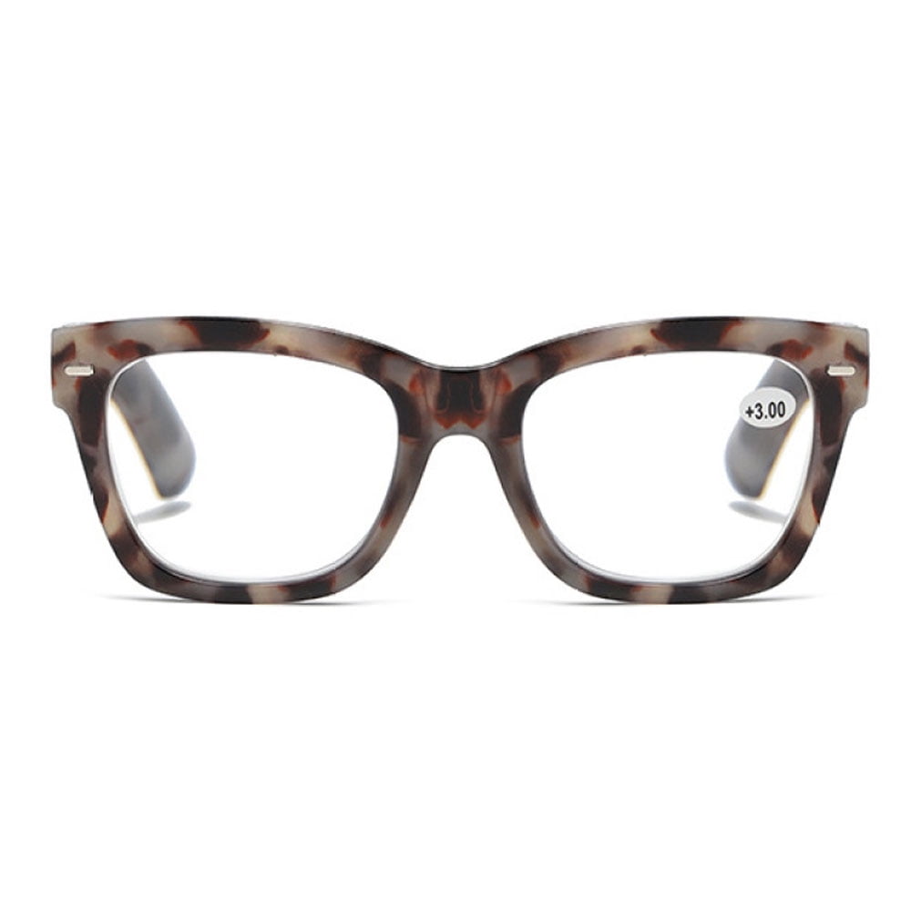 4 Pairs of Thick Oversize Square Reading Glasses for Women and Men, Blue Light Blocking Tortoiseshell Spring Hinge Readers +2.50