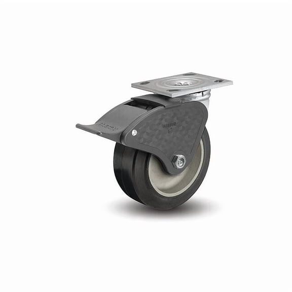 Albion Plate Caster,Swivel,Rubber,7 1/4"H 16MD06201ST