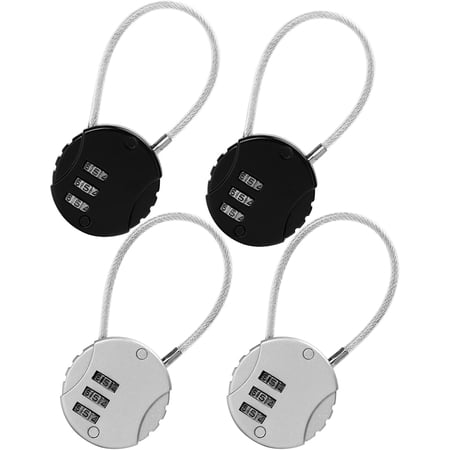 Wellsay 4 Pack 3-Digit Combination Lock Waterof Padlock Outdoor Mini Wire Rope Combination Lock for Backpacks, Trolley Cases, m Lockers, Fence