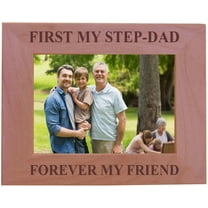 CustomGiftsNow First My Step-Dad Forever My Friend - Wood Picture Frame - Fits 5x7 Inch Picture (Horizontal)