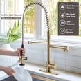 thumbnail image 3 of WOWOW Commercial Kitchen Faucet with Pre-Rinse Sprayer, Brushed Brass Kitchen Sink Faucet Gold Kitchen Faucets for Restaurant, Commercial Spring Faucet 1 or 3 Hole Outdoor Faucet with Deck-plate, 3 of 8