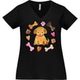 thumbnail image 3 of Inktastic Cute Puppy Valentine with Hearts and Bones Women's Plus Size V-Neck T-Shirt, 3 of 5