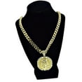 thumbnail image 3 of 14k Gold Plated Big Hip Hop Jesus Face Medal Pendant Cubic Zirconia & 10mm 30" Cuban Link Chain, 3 of 7