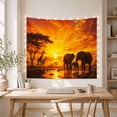 thumbnail image 5 of African Elephants in Savanna at Sunset, Serene Painterly for Wildlife Lovers, Savanna Wall Art Decor, Holiday Gift, Tapestry Wall Hanging for Bedroom and Living Room, 5 of 7