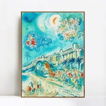 INVIN ART Framed Canvas Print Hug Bataille de Fleurs by Marc Chagall Modern Wall Art Living Room,24"x32"