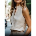 thumbnail image 5 of Women'S Work Outfits V Neck Sleeveless Blouses Summer Casual Tank Tops Business Office Dressy Striped Shirts Khaki XXL, 5 of 6