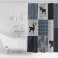 thumbnail image 2 of Polyester Fabric Retro Countryside Bear Moose Woods Shower Curtain, Grey Blue Buffalo Plaid, Waterproof Bathtub Curtain Bathroom Decor Set with Hooks 54 x 78 Inches,, 2 of 6