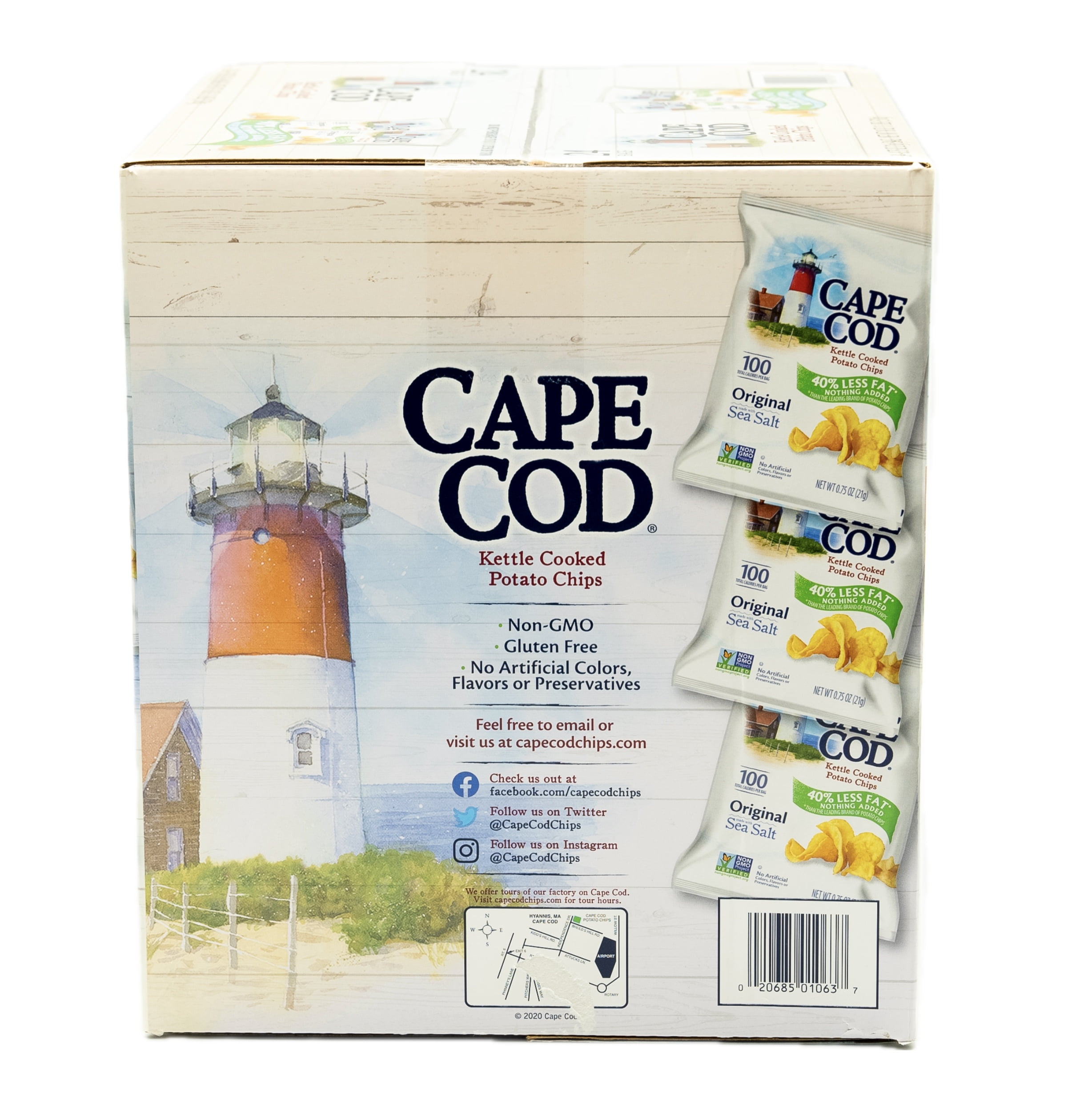 Cape Cod Kettle Cooked Potato Chips, Original Flavor, 40% Reduced Fat, 24 - 0.75 oz Bags.