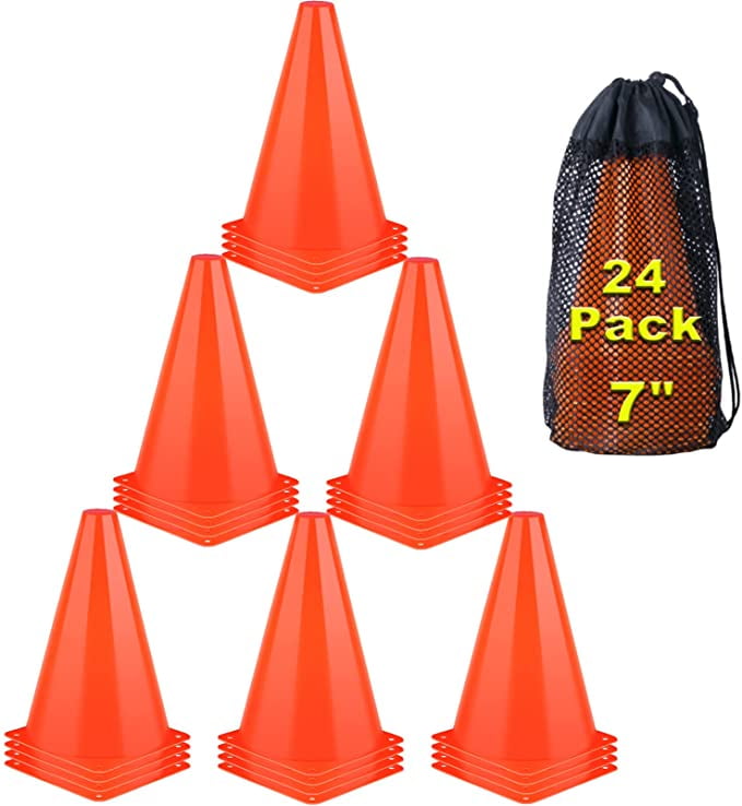 LANNEY 9 Inch Cones Sports 24 Pack Training Soccer Cones Orange Agility Field Marker Cones for Drills Football Basketball Practice Plastic Traffic Sport Cone for Outdoor Indoor Activity Or Events 