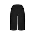 thumbnail image 7 of Feancey Bermuda Shorts for Women Knee Length Cotton Linen Shorts Side Slit Casual Straight Leg Beach Shorts Solid Color Loose Short Pants with Pockets Black XL, 7 of 7