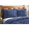 thumbnail image 4 of Better Trends Chenille Comforter Set Queen Size 3 Piece 100% Cotton Soft & Cozy All Season Bedding Cleo Collection - Navy, 4 of 7