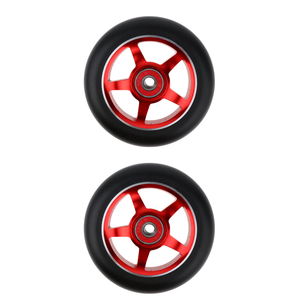 1 Pair Replacement 100mm Stunt Scooter Wheels with Bearing & Bushings 