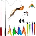 thumbnail image 1 of Set de juguetes de varita para gatos miwoowim con 2 varitas extensibles y 11 accesorios, 1 of 8