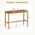thumbnail image 3 of Costway 54" x 22" Acacia Wood Counter Height Table with Slatted Tabletop Footrest Crossbar, 3 of 9