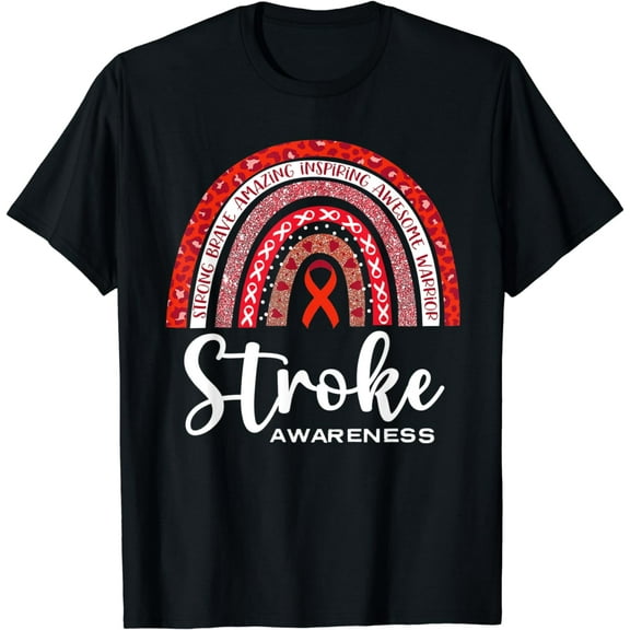 Wear Red Stroke Awareness Rainbow Strong Brave Survivor T-Shirt