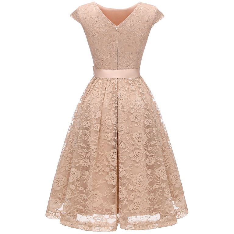 Market In The Box Women's Lace Dress Vintage Style Midi Dress Cap Sleeve  Swing Dress Scoop Bridesmaid Dress Party Cocktail Dresses Homecoming Dress  - Walmart.com