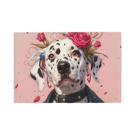 

Table Placemats Set of 6 - Floral Rocker Dalmatian 12x18 In Faux Linen Double Heat Resistant Place Mats Cloth Indoor/Outdoor Placemats Washable Table Mats for Dining Kitchen Party