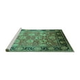 thumbnail image 2 of Ahgly Company Machine Washable Indoor Round Oriental Turquoise Blue Traditional Area Rugs, 7' Round, 2 of 4
