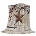 thumbnail image 6 of Texas Star Vintage Blanket Soft Cozy Warm Throw Blanket for Couch, Plush Fuzzy Flannel Fleece Blankets for Sofa, Brown Retro Berry Beige Wooden Bed Blankets Lightweight Gifts for Women, 50"x60", 6 of 9