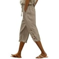 thumbnail image 2 of Uqiangy Cotton Linen Capris For Women Summer Pants For Women 2025 Pants For Summer Women Light Weight Pants For Womens Seersucker Pants Capri Linen Pants For Women Linen Pants For Women Khaki 2XL, 2 of 7
