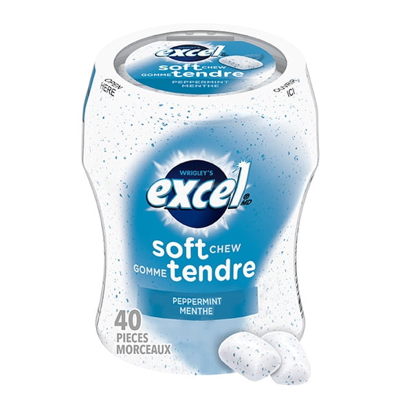 EXCEL, Peppermint Sugar Free Soft Chew Gum, 40 Pieces, 1 Bottle